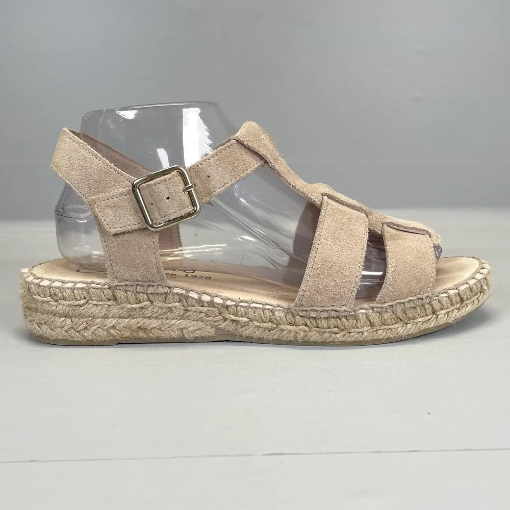 Gaimo Espadrille Sandals Womens Size 9 EU 40 Beige Suede Platform Buckle Shoes
